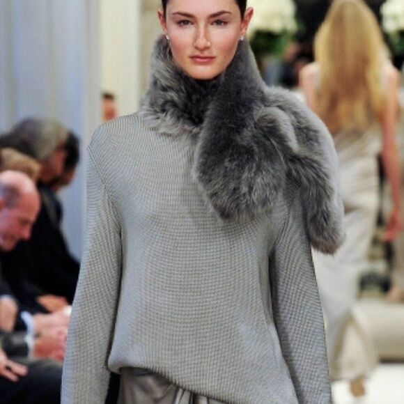 Ralph Lauren Collection * Fall 2014 Gray Italian Lamb Shearling Pull-Thru Collar - Picture 13 of 16